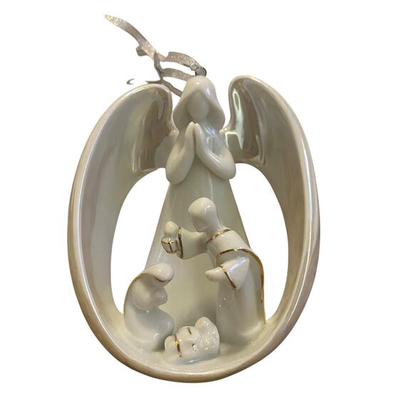 Appletree Design Porcelain Ornament Angel and Holy Family Jesus Joseph Mary 4” - Picture 1 of 12